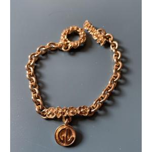 Couture Bracelet From Maison Guy Laroche In Gold Metal Gourmette With Vintage Charm