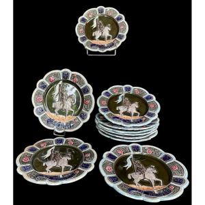 Series Of 10 Joan Of Arc Slip Plates Probably Onnaing Circa 1890