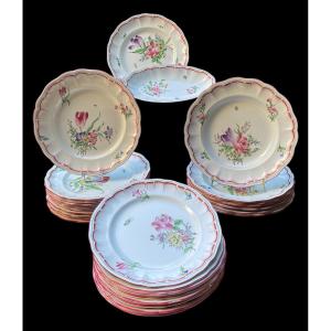 Part Of A 28-piece Luneville Earthenware Table Set, China Pattern, Keller & Guerin 1889