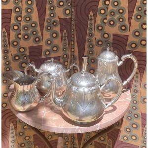 Silver-plated Coffee And Tea Set From Maison Christofle, Holly Leaves Model  
