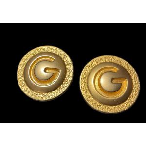 Clip-on Earrings From The Maison Grès Collection In Vintage Gold-tone Metal. Couture Jewelry.