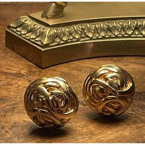 Vintage Gold-tone Jacky De G Designer Couture Clip-on Earrings