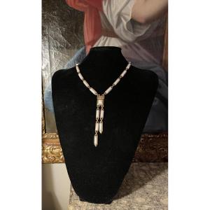 Guy Laroche Couture Necklace In Gold-plated Metal And Vintage Ceramic 