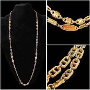 Vintage 1970s Guy Laroche Gold Plated Metal Necklace - Couture Jewelry 