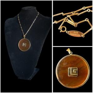 Guy Laroche Necklace In Gold-tone Metal And Amber Resin, Branded Paris Couture Bijoux 