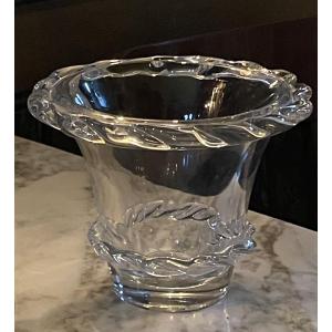 Daum Clear Crystal Vase, 1950s-1960s, Daum Lorraine Cross, France 