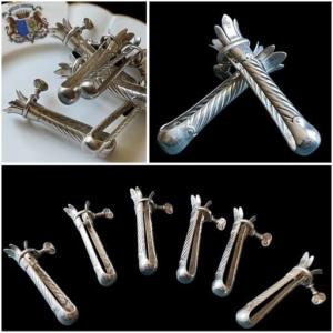 Set Of 6 Chopped Sleeve Knobes By The Goldsmith Caylar And Bayard 1920-1930 Silver Plated 