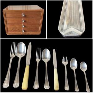 Housewouse Of The House Christofle 144 Pieces Model Chevron By Luc Lanel In Silver Metal