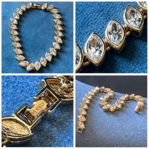 Nina Ricci Couture Bracelet In Gold-plated Metal And Rhinestones - Vintage Style Jewelry