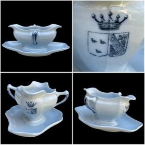  Saucière Armoiries Vicomte Gentet De La Chesneliere & Mareschal De Charentenay Noble Family