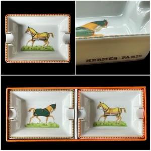 Set Of 2 Mini Porcelain Ashtrays By Maison Hermès