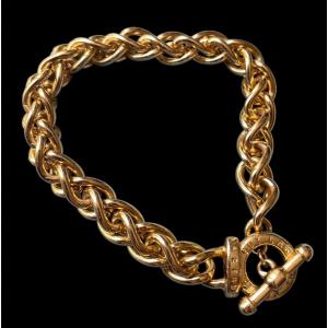 Guy Laroche Couture Bracelet In Gold-plated Metal With Large Vintage Links
