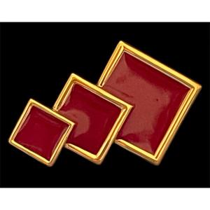 Brooch By The House Of Lanvin Paris Geometric Red Enamel And Gilded Metal