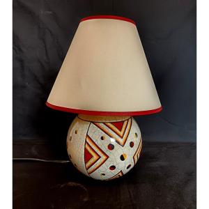 Art Deco Cracked Ceramic Lamp