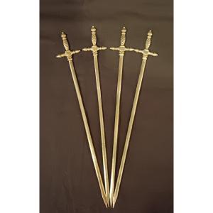 4 Silver Plated "sword" Skewers Dlg From Christofle