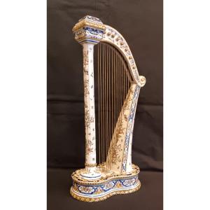 Desvres Earthenware Harp, Early 20th Century