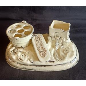 19th Century Langeais Earthenware Smoking Kit