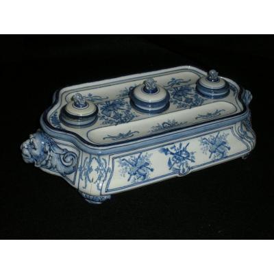 Gien Inkwell With Bérain Decor