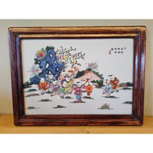 Chinese Porcelain Plaque. Famille Rose.