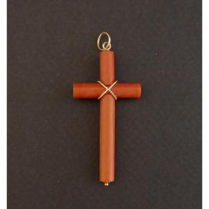Ancient Coral Cross Pendant.