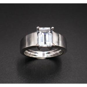 Ring Set With An Aquamarine, 18k White Gold.