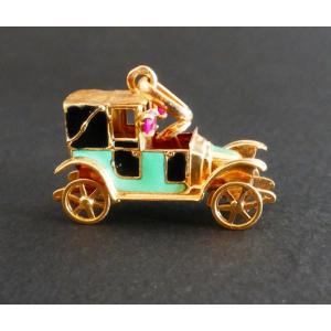 Enameled Car Charm, 18 Carat Gold.
