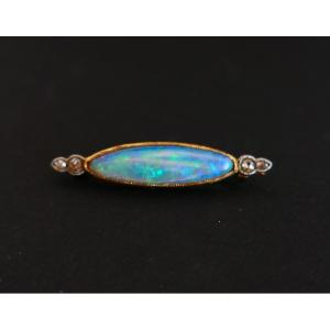 Opal And Diamond Brooch.