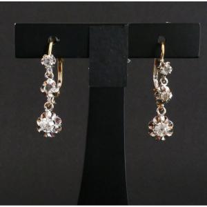 Sleeper Earrings With Old Cut Diamonds And Rose Cut Diamonds.