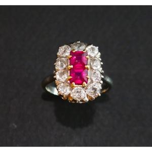 Antique Verneuil Calibrated Diamond And Ruby Ring.
