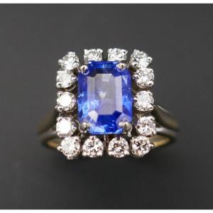 Ceylon Sapphire And Diamond Ring. Gold And Platinum.