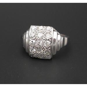 Diamond, Platinum And 18k White Gold Ring.