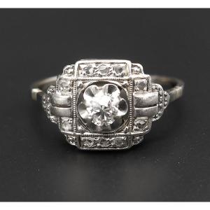 Art Deco Diamond Ring, Gold And Platinum Setting.