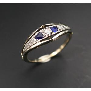Calibrated Diamond And Sapphire Garter Ring, Gold And Platinum.