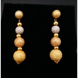18 Carat 3-tone Gold Earrings.