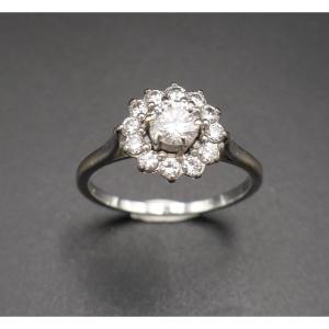 Marguerite Diamond Ring, 18k White Gold.