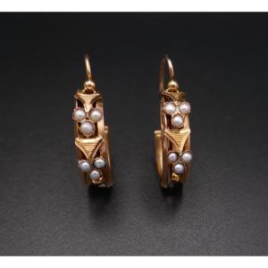 Napoleon III Creole Earrings, Fine Pearls, 18 Carat Rose Gold.