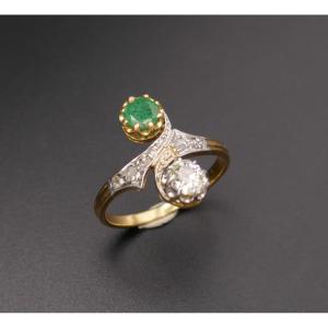 Antique Diamond And Emerald Ring, 19th Century