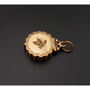 Photo Or Souvenir Locket Pendant, Butterfly Set With Pearls.