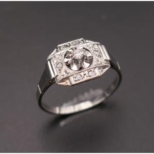 Art Deco Ring In Diamonds, Gold And Platinum.
