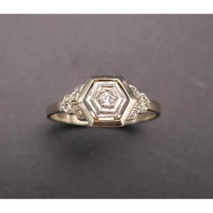 Art Deco Ring In Diamonds, Gold And Platinum.