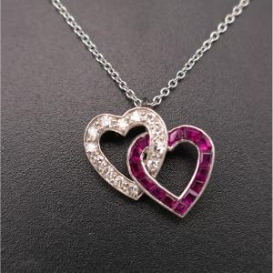 Chain With Diamond And Ruby Pendant, 18-carat Gold