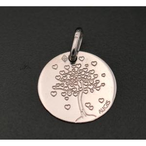 Augis Tree Of Life Medal With Hearts, 18 Carat White Gold.