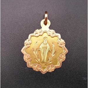Vierge Miraculeuse Medal, Rose Gold, 18-carat Green Gold, Horsehead Hallmark ( 1838 - 1919).