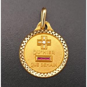 Augis Love Medal, Diamond, Ruby, 18-carat Gold.