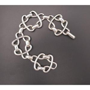 Important Vintage Silver Bracelet, Invisible Clasp.