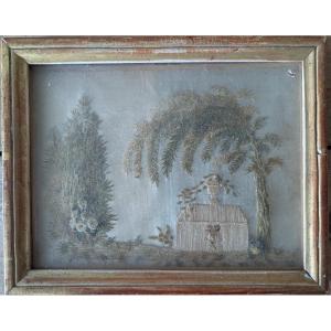 19th Century Silk Embroidery Painting.