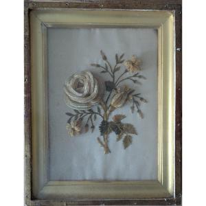 19th Century Silk Embroidery. Flowers.