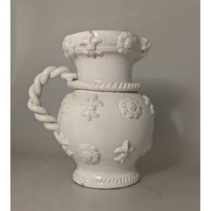 Large Malicorne Earthenware Pitcher. Emile Tessier.