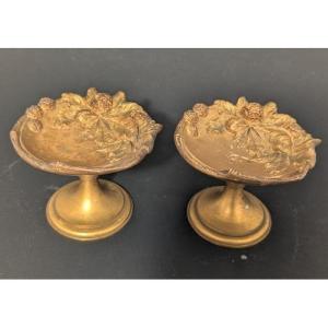 Pair Of Bronze Cups. 19th Century.