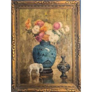 Vase Of Flowers With An Elephant. Far-si, Said Georges Farcy.